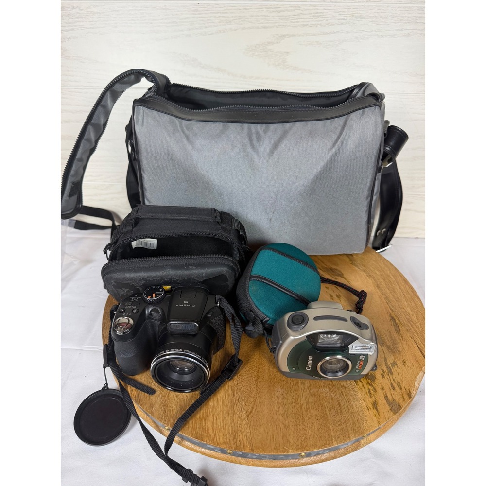 Fujifilm FinePix S2900 14MP Digital & Canon ELPH Sport APS Film Camera Lot PARTS